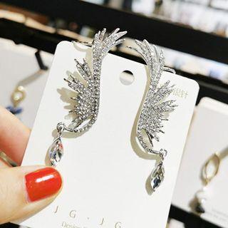 Rhinestone Wings Stud Earring 1 Pair - As Shown In Figure - One Size