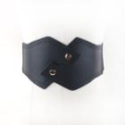 Faux Leather Snap Button Corset Belt Black - One Size