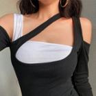 Mock Two-piece Long-sleeve Slim-fit Mini Dress
