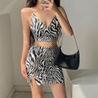 Zebra / Leopard Print Camisole Top / Mini Skirt