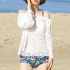 Set: Floral Bikini + Lace Top