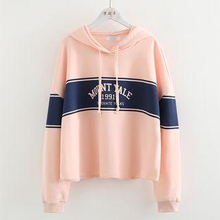 Colored Panel Litter Printed Hoodie
