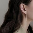 925 Sterling Silver Bead & Chain Earring 1 Pair - Round Bead & Long Bar Earring - One Size