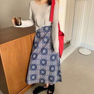 Paisley A-line Maxi Skirt