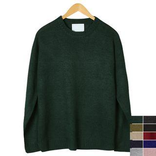 Couple Round-neck Slit-hem Sweater