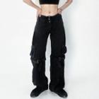 Low Waist Pockets Wide-leg Pants