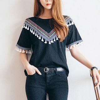 Short Sleeve Fringed Tee