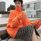 Plain Turtleneck Sweatshirt/ Lettering Knit Midi H-line Skirt