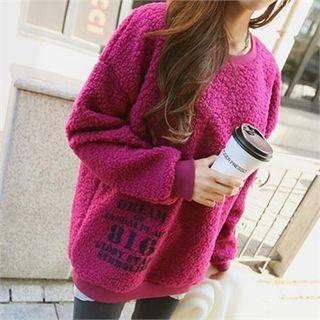 Letter Print Sherpa Fleece Sweatshirt