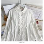 Ruffled Loose Shirt White - One Size