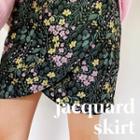 Floral Jacquard Wrap Miniskirt