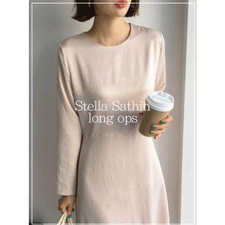 Round-neck Long Satin Dress