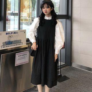 Puff-sleeve Blouse / Sleeveless A-line Dress