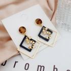 Stainless Steel Square Numerical Dangle Earring 1 Pair - E9642 - Leopard - One Size