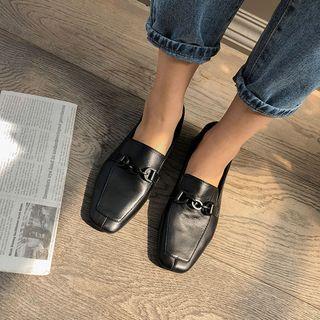 Square-toe Horsebit Cowhide Loafers