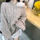 Cable Knit Sweater / Sleeveless Lace Top