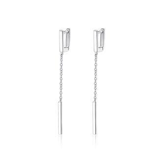 Sterling Silver Simple Fashion Geometric Tassel Earrings Silver - One Size