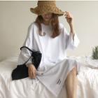Ripped 3/4 Sleeve Midi T-shirt Dress