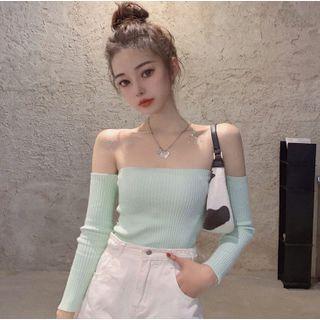 Boatneck Cropped Tube Top Light Blue - One Size