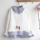 Mock Two Piece Pullover White - One Size
