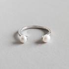 925 Sterling Silver Faux Pearl Open Ring J357 - One Size