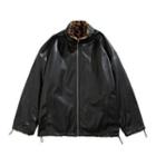 Faux Leather Reversible Zip-up Jacket