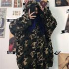 Camo Fleece Zipped Jacket Two Way - Camouflage - One Size