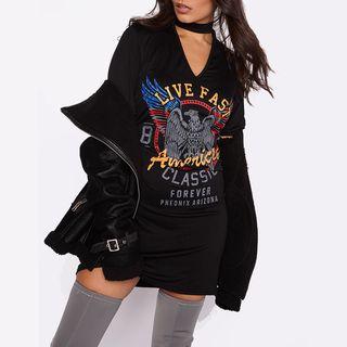 Printed Cutout T-shirt Dress