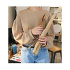 Button-back Puff-sleeve Blouse