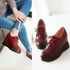 Faux-leather Hidden Heel Oxford Shoes