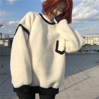 Contrast Trim Fleece Pullover