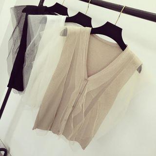 Mesh Panel Knitted Tank Top