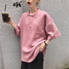 Oversize Polo Shirt Pink - One Size