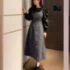 Woolen A-line Pinafore Dress