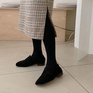 Slit-side Checked H-line Skirt Beige - One Size