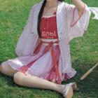 Camisole Top / Pleated A-line Skirt / Cherry Print Jacket