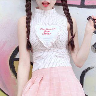 Letter Heart Dotted Halter Top / Short-sleeve Dotted T-shirt