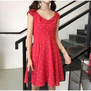 Polka Dot Cap-sleeve A-line Dress