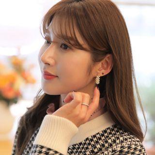 Set Of 4: Faux-pearl Ear Stud Gold - One Size