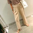 Tab-waist Wide-leg Linen Pants