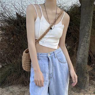 Plain Irregular Cropped Camisole Top White - One Size