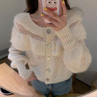 Plain Knit Cardigan White - One Size