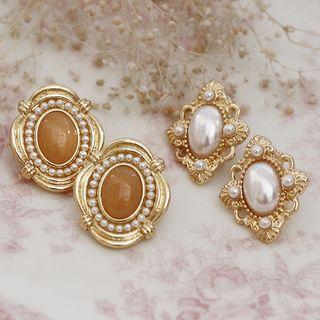 Retro Alloy Faux Pearl / Resin Earring