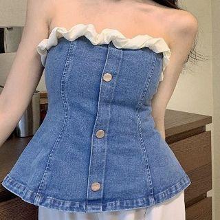 Sleeveless Denim Peplum Camisole Top