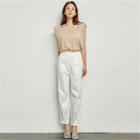 Flat-front Pintuck-hem Pants