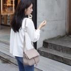 Collared Long-sleeve Frill-trim Blouse