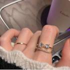 Bow Rhinestone Layered Open Ring Gold - One Size