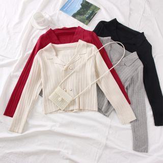 Double-breasted Crop Knit Top