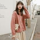 Plain Round-neck Sweater Jacket