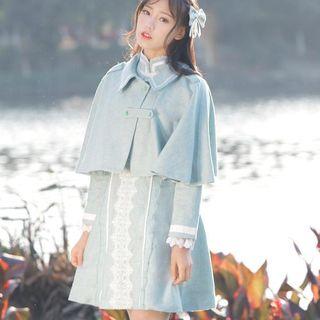 Cosplay Set: Lace-panel Dress + Cape Jacket